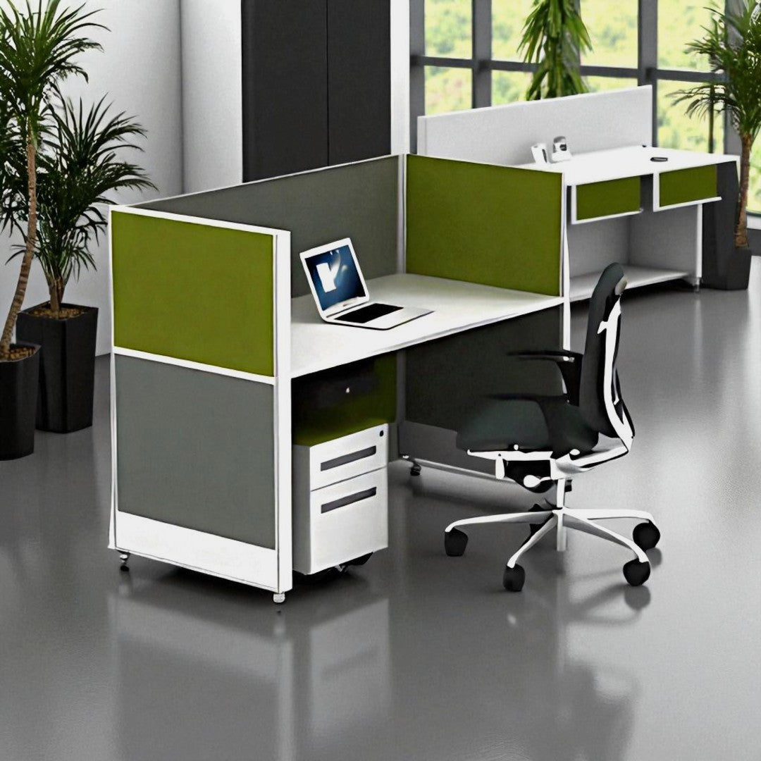 1-Way Cubicle Workstation – Compact Single Desk with Privacy Panels ...