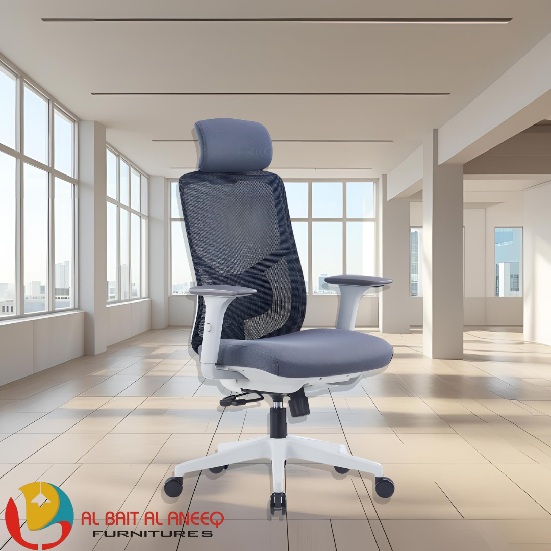 High Back Mesh Chair with White Frame