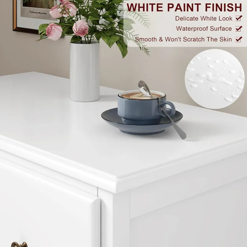 HOUSUIT White Dresser, 4 Drawer Dressers Chest of Drawers, Modern Tall Dresser, Wood Drawer Chest Storage Cabinet,Ivory White