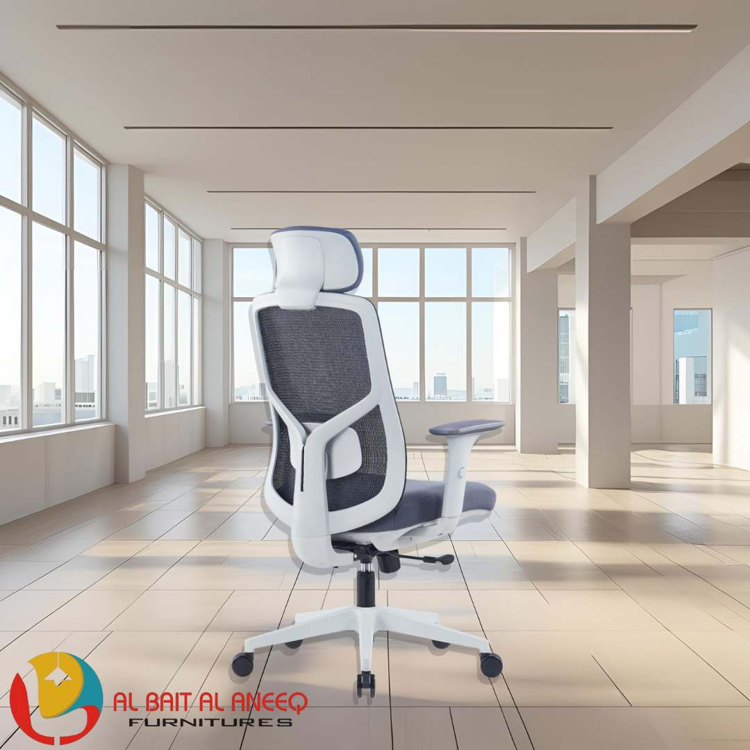 High Back Mesh Chair with White Frame