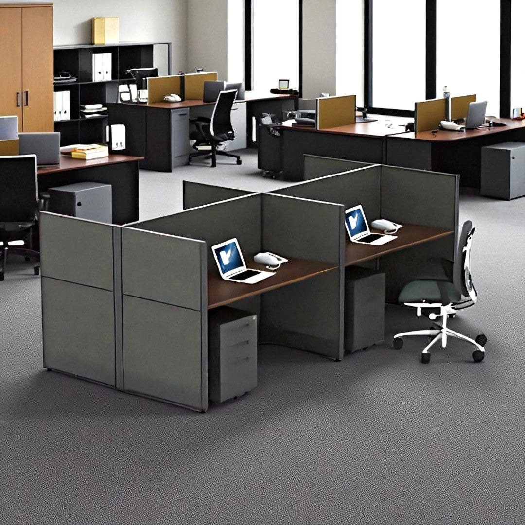 4-Way Modular Office Cubicle Workstation with Privacy Partition Panels