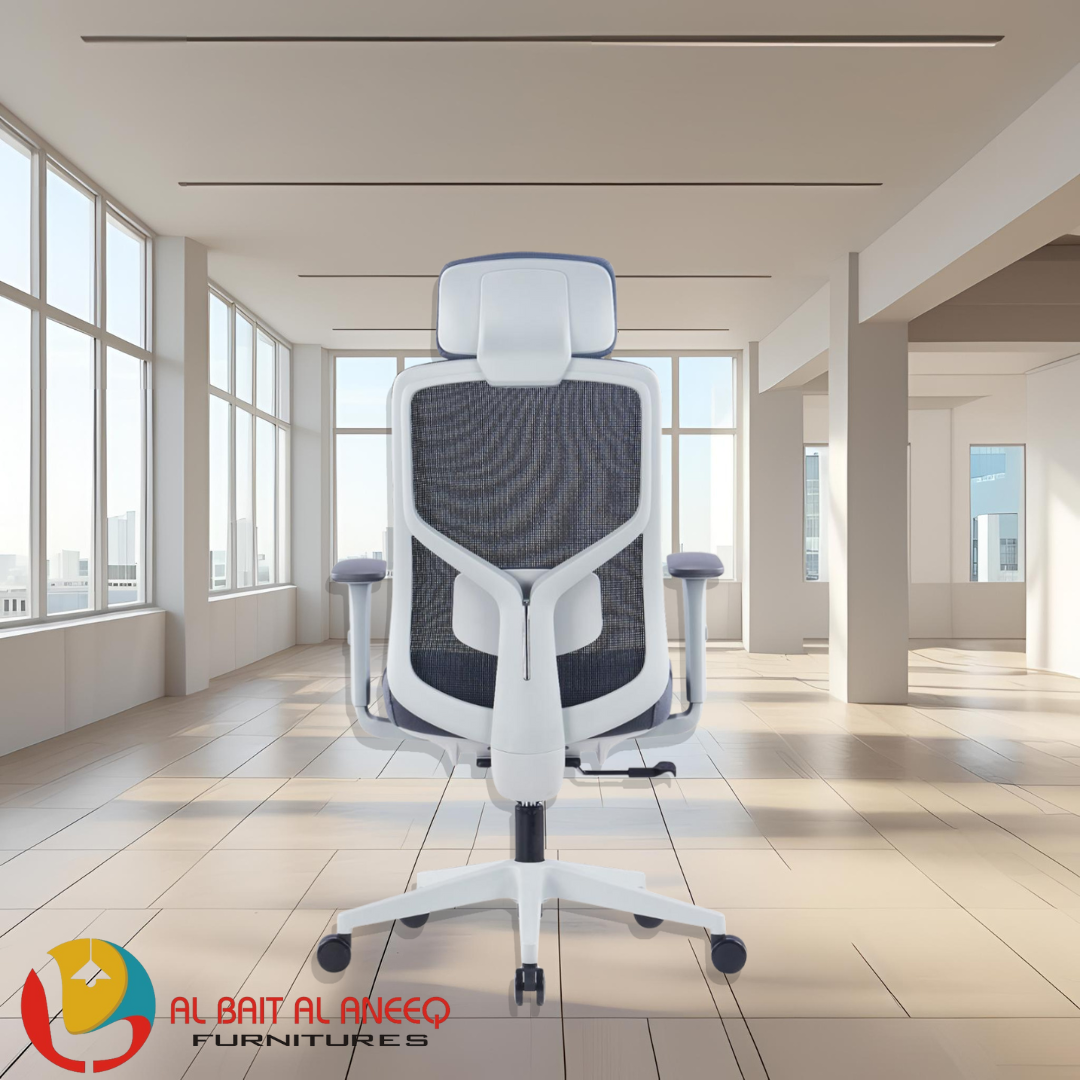 High Back Mesh Chair with White Frame