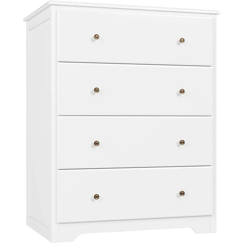 HOUSUIT White Dresser, 4 Drawer Dressers Chest of Drawers, Modern Tall Dresser, Wood Drawer Chest Storage Cabinet,Ivory White