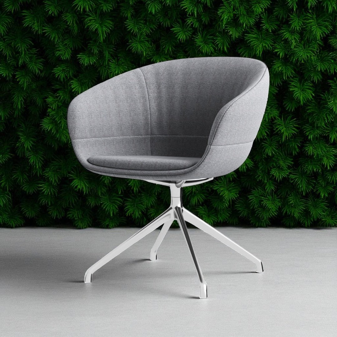 Modern Grey Fabric Training Chair with Chrome Legs