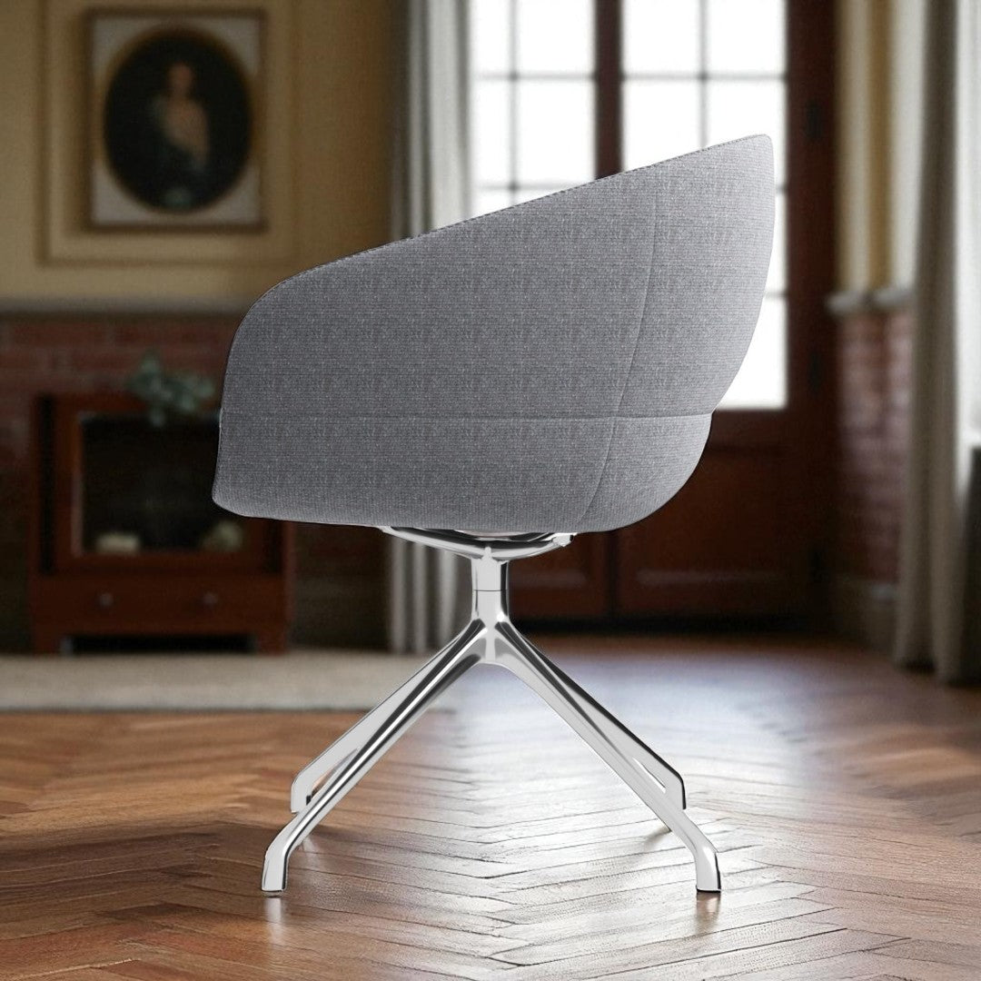 Modern Grey Fabric Training Chair with Chrome Legs