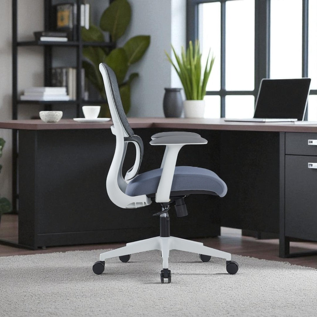 Ergonomic Mesh Medium Back Office Chair – White Frame