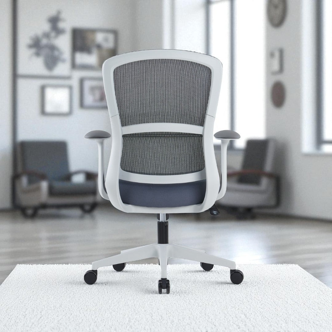 Ergonomic Mesh Medium Back Office Chair – White Frame