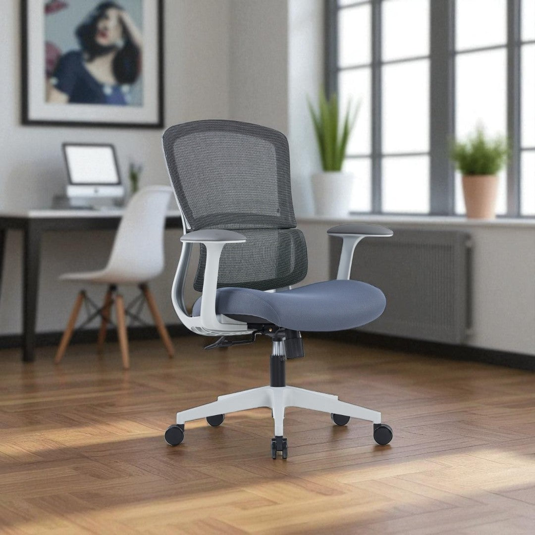 Ergonomic Mesh Medium Back Office Chair – White Frame