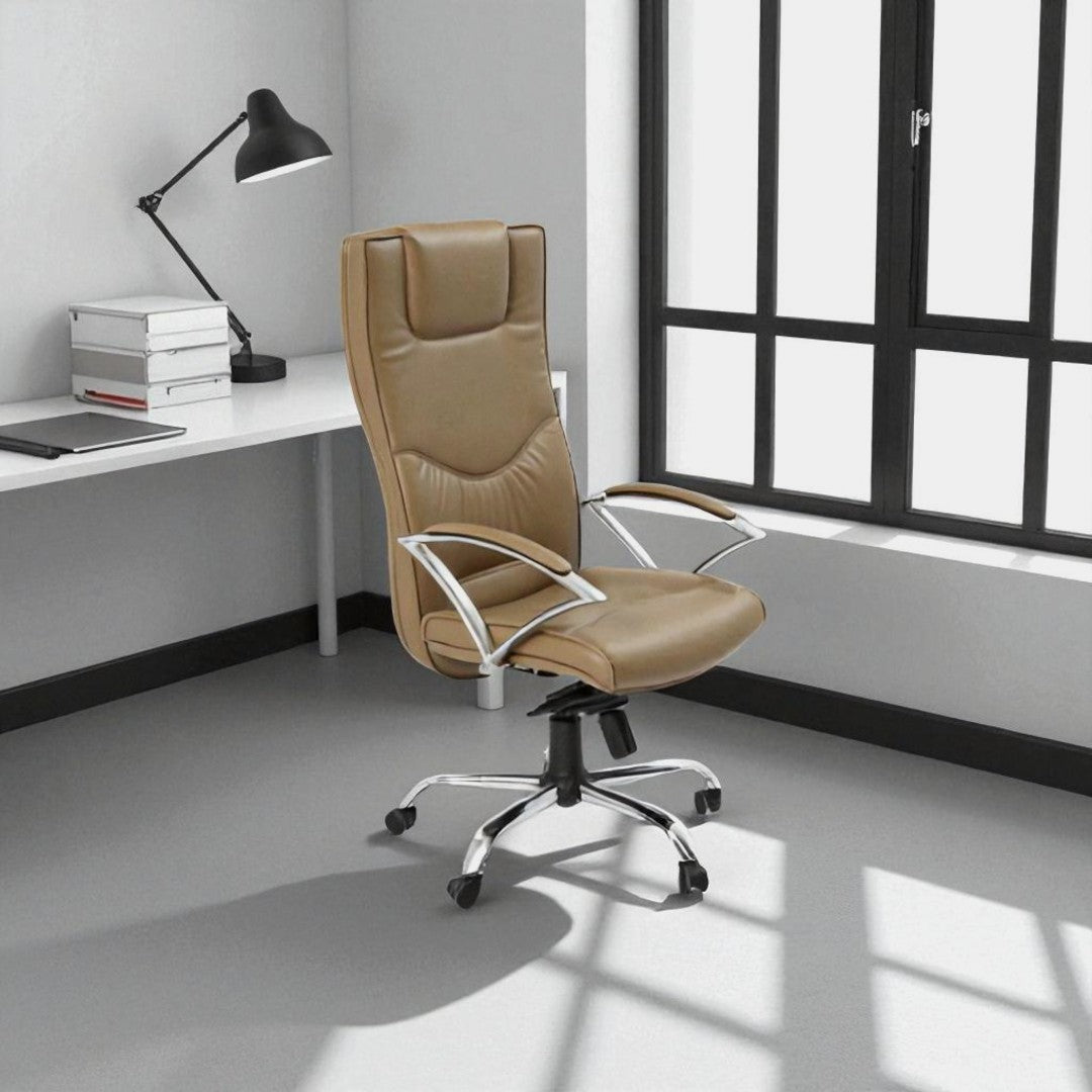 Luxurious Leather Office Chair – Adjustable High-Back Executive Comfort