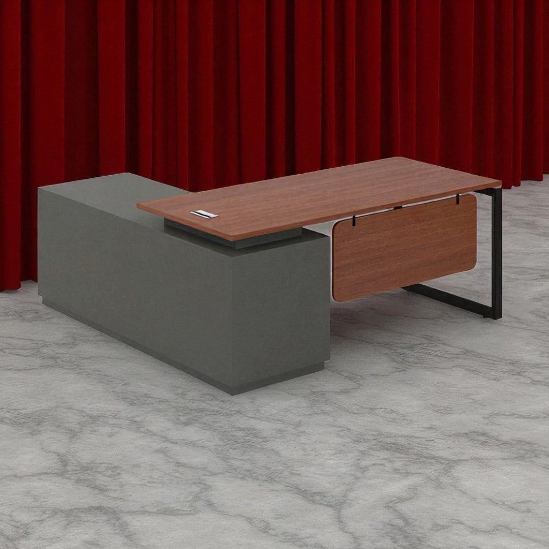 L-Shaped Metal Legged Desk