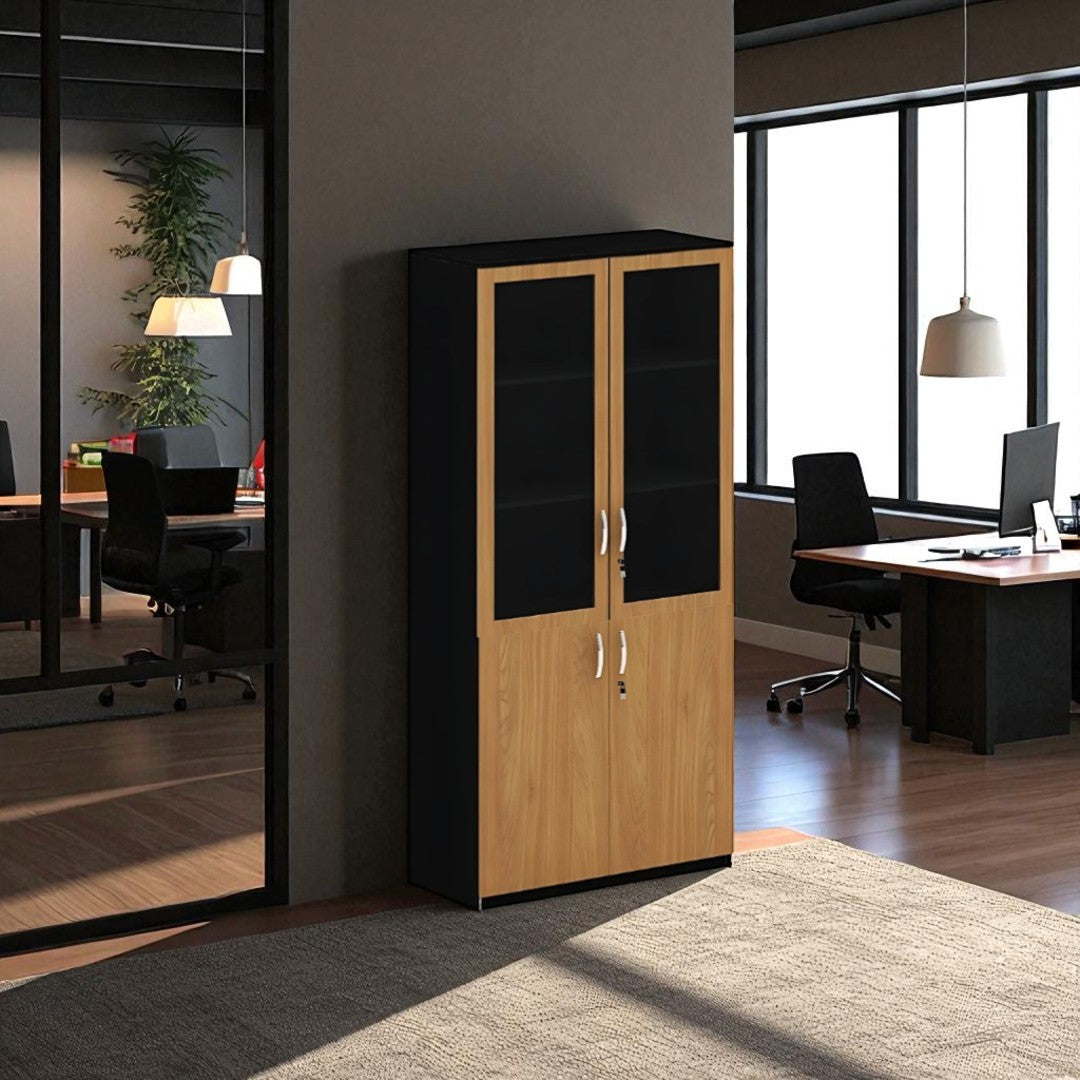 Modern White Open Shelf Office Cabinet – Sleek Vertical Storage for Executive Spaces