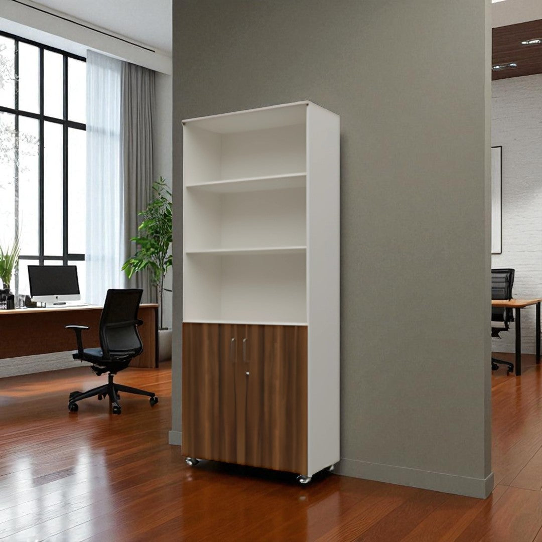 Executive Shelf Cabinet with Wooden Doors & Secure Lock