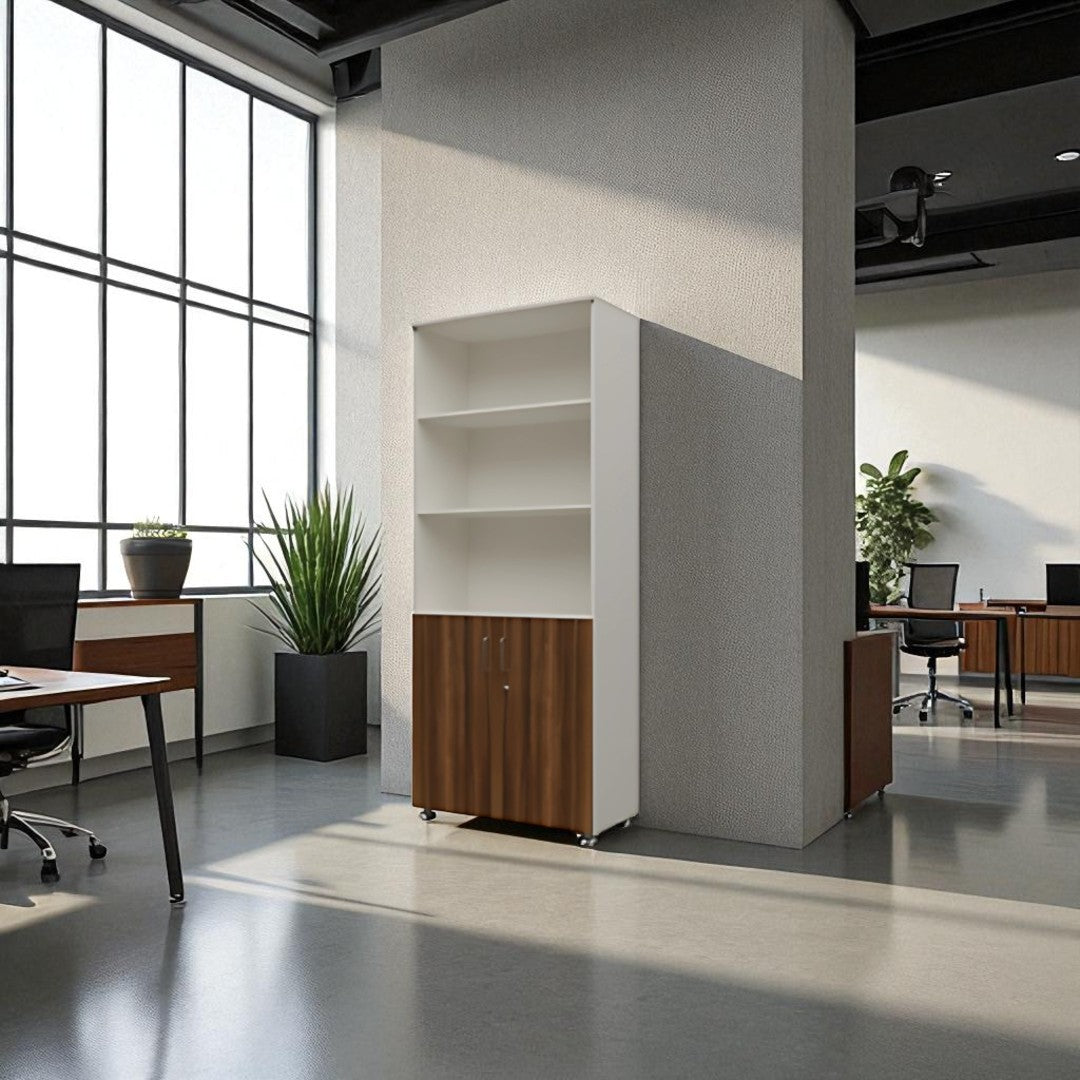 Executive Shelf Cabinet with Wooden Doors & Secure Lock